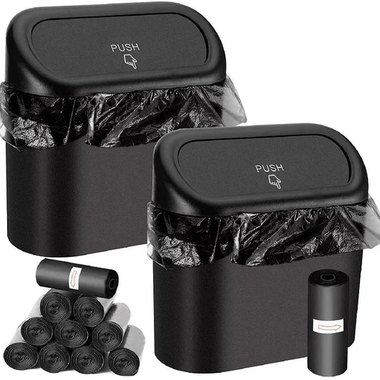 Mini Poubelles Voiture Push – Lot de 2 + Sacs