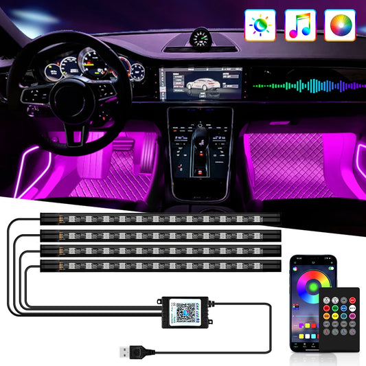 Kit LED Voiture – Couleurs, Télécommande & Rythme Musique