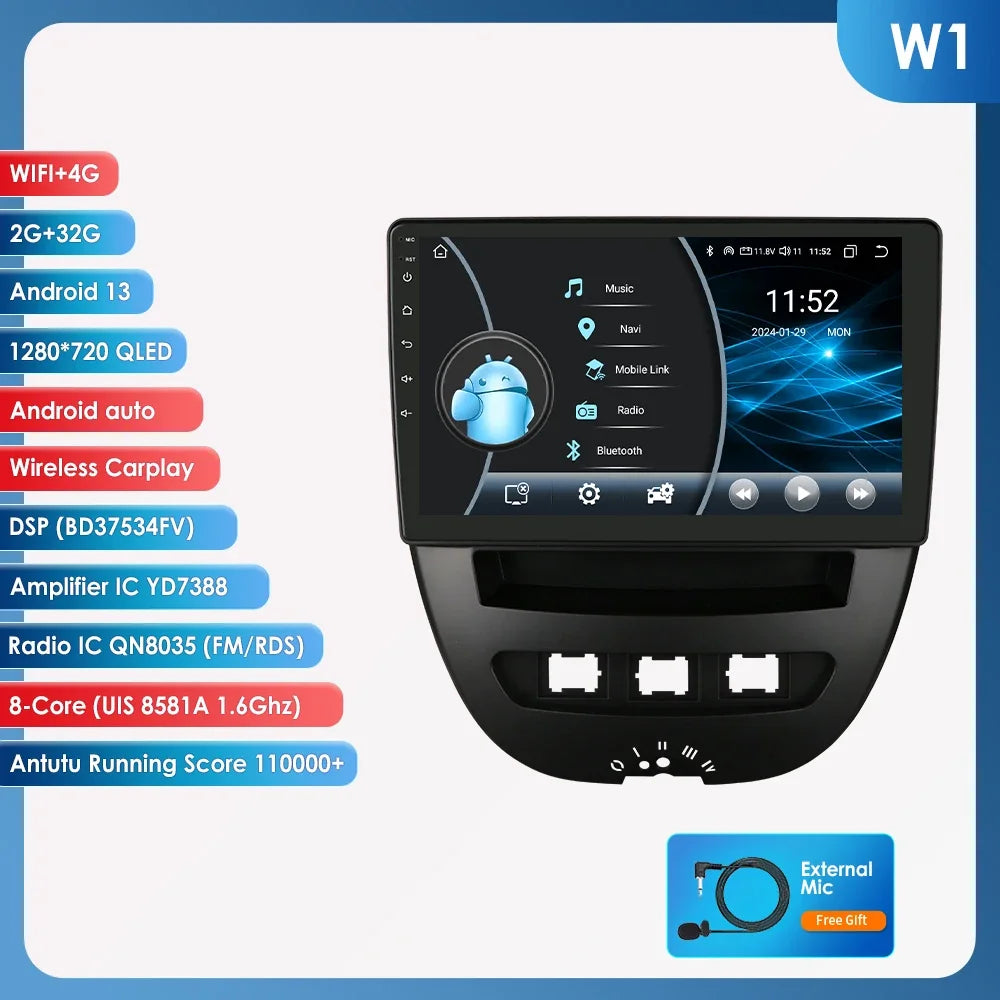 autoradio Peugeot 107 avec WiFi